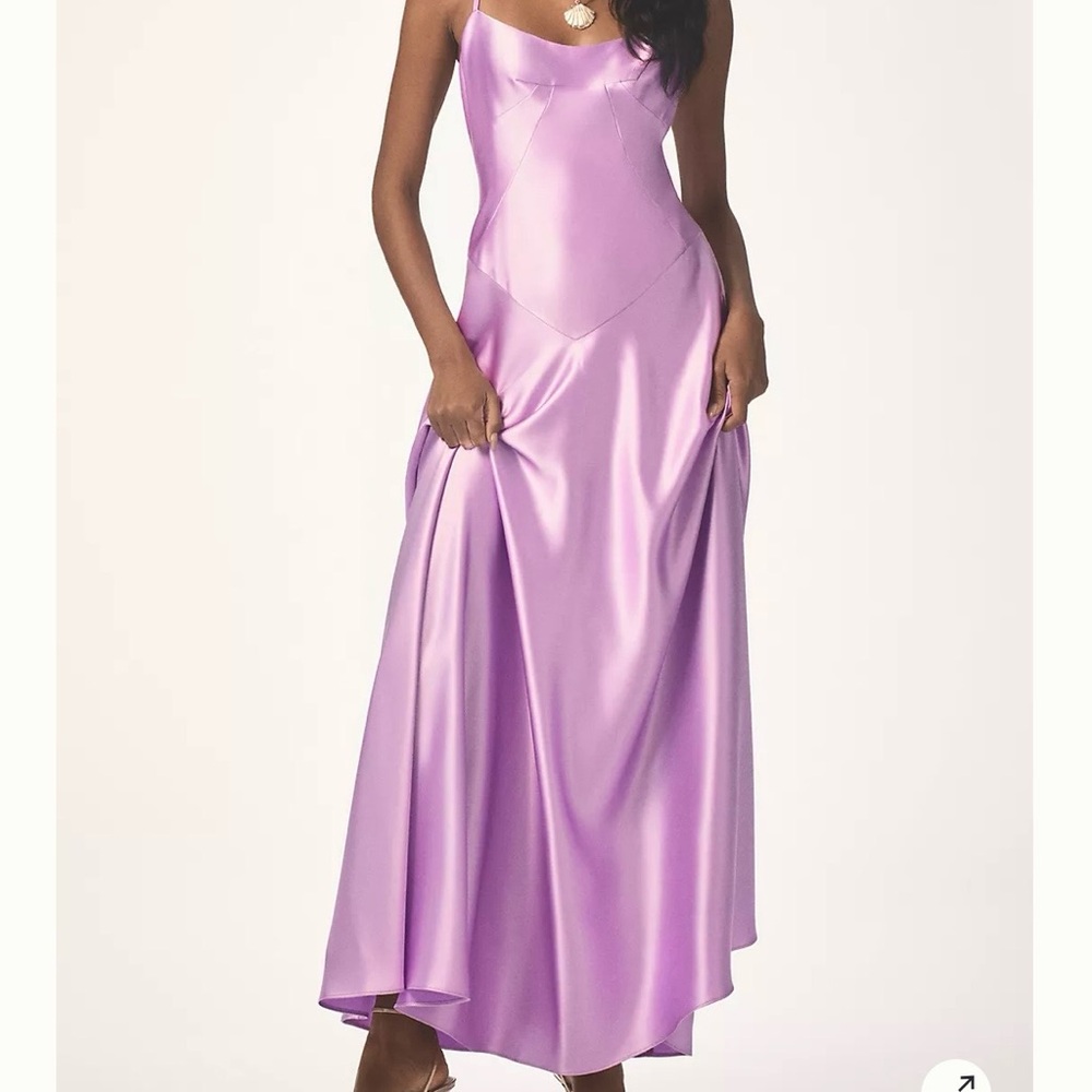 Anthropologie MARE MARE EMMY SATIN CORSET MAXI DRESS - Size L, Brighter Lilac